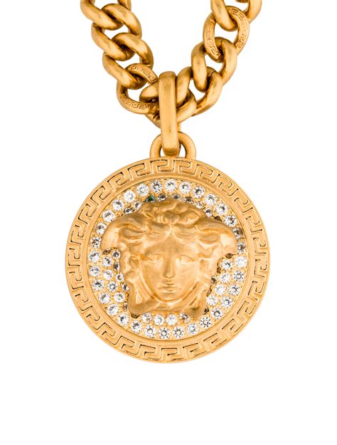 large medusa necklace versace|Versace lock statement necklace.